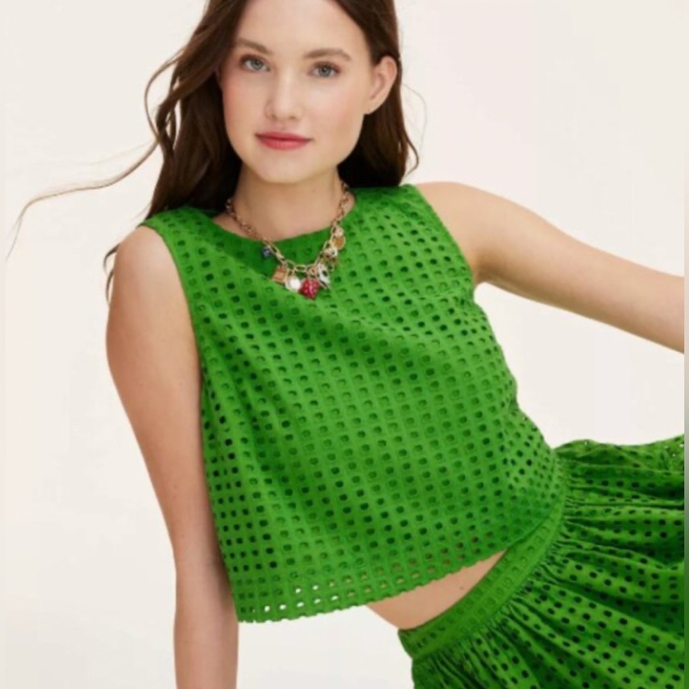 Kate Spade New York x Target Eyelet Shell Tank Top Green plus size - Picture 2 of 11